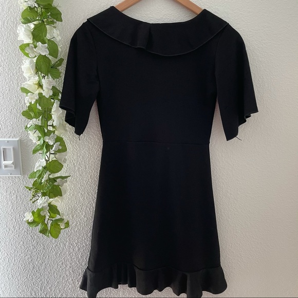 Prettylittlething Black Frill Detail Wrap Dress - Picture 8 of 9